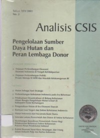 Image of Jurnal Analisis CSIS; Pengelolaan Sumber Daya Hutan dan Peran Lembaga Donor, Tahun XXX Nomor 2, 2001