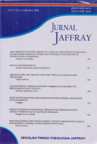 Image of JURNAL JAFFRAY Vol. 17 No. 2, Oktober 2019 Sekolah Tinggi Theologia Jaffray