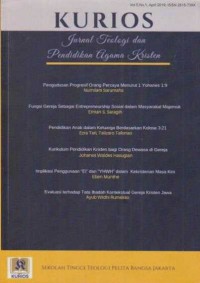 Image of KURIOS;Jurnal Teologi dan Pendidikan Agama Kristen (PAK) STT PELITA BANGSA-JAKARTA, Vol.5 No.1, April 2019