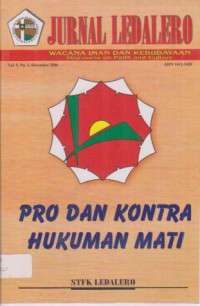 Image of Jurnal Ledalero,Volume 5.Nomor 2(Desember 2006);Pro dan kontra hukuman Mati