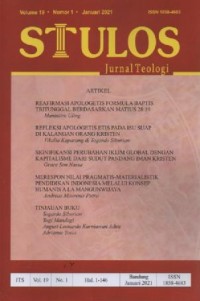 Image of Jurnal Teologi STULOS Volume 19 Nomor 1; Januari 2021