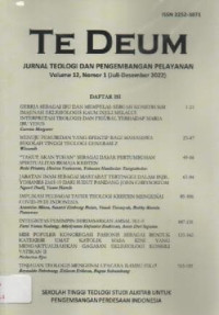 Image of TE DEUM Volume 12 No. 1 { Juli - Desember 2022 } Jurnal Teologi dan Pengembangan Pelayanan STT SAPPI Ciranjang, Cianjur