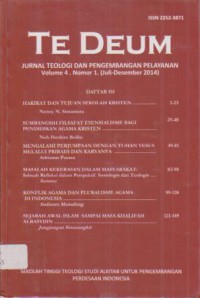 Image of TE DEUM,  Volume 4 Nomor 1 (Juli-Desember 2014) Jurnal Teologi dan Pengembangan Pelayanan,STT SAPPI