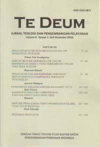 Image of TE DEUM; Volume 8 Nomor 1 ( Juli-Desember 2018 ) Jurnal Teologi dan Pengembangan Pelayanan;STT SAPPI